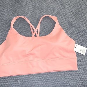 NWT Lululemon Energy Bra Long Line color Pink Puff sz14